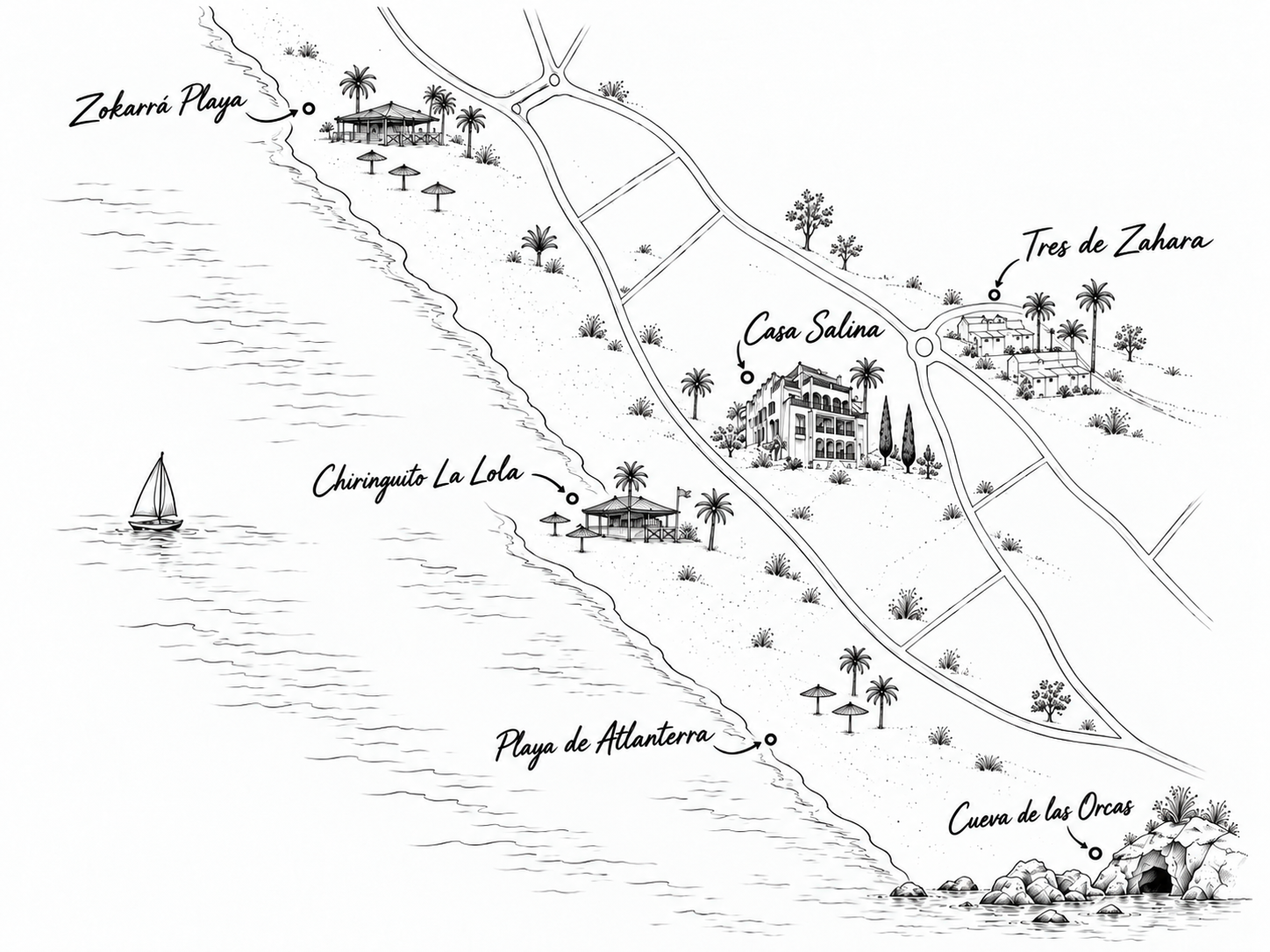 Mapa ilustrado de la ubicación de Casa Salina
