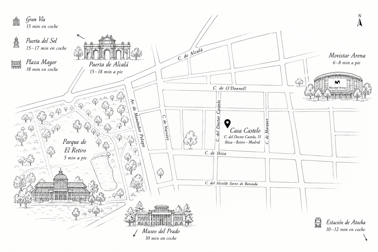 Mapa ilustrado de la ubicación de Casa Castelo