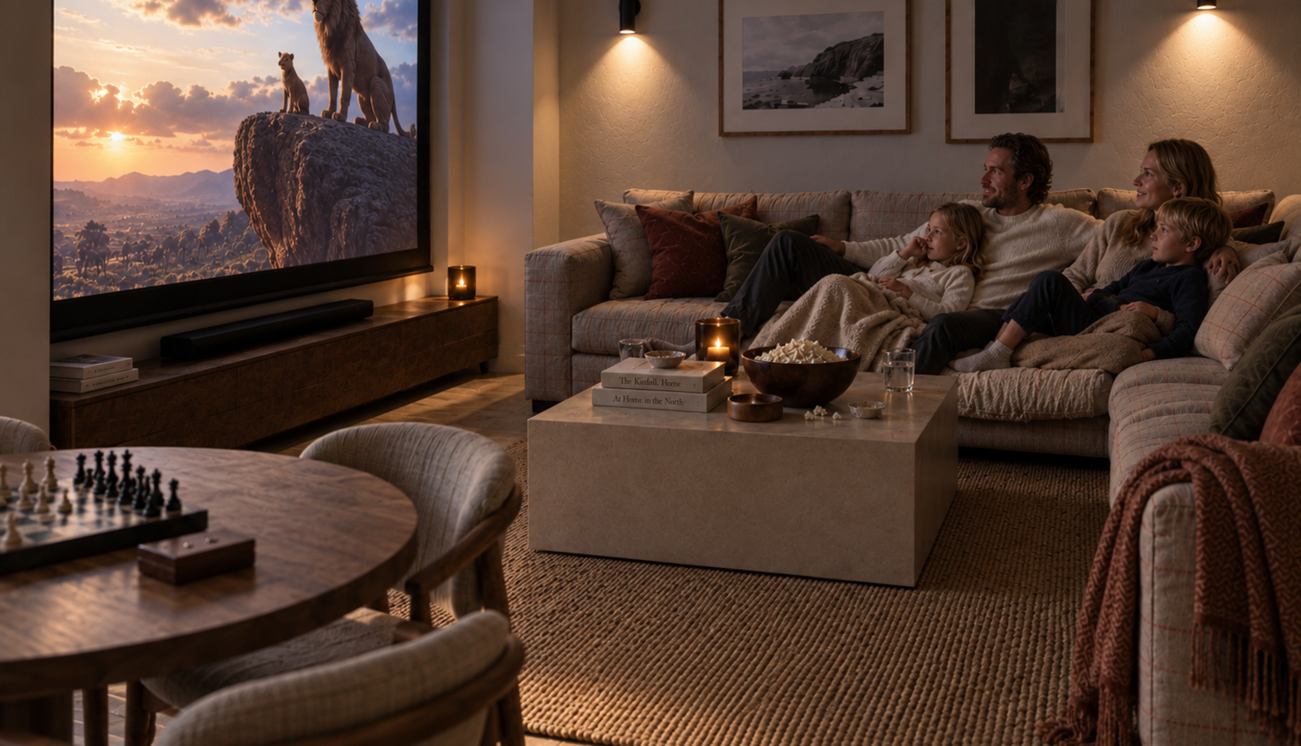 Películas, mantas y tiempo en familia. Un espacio acogedor donde los mejores planes suceden sin salir de casa.