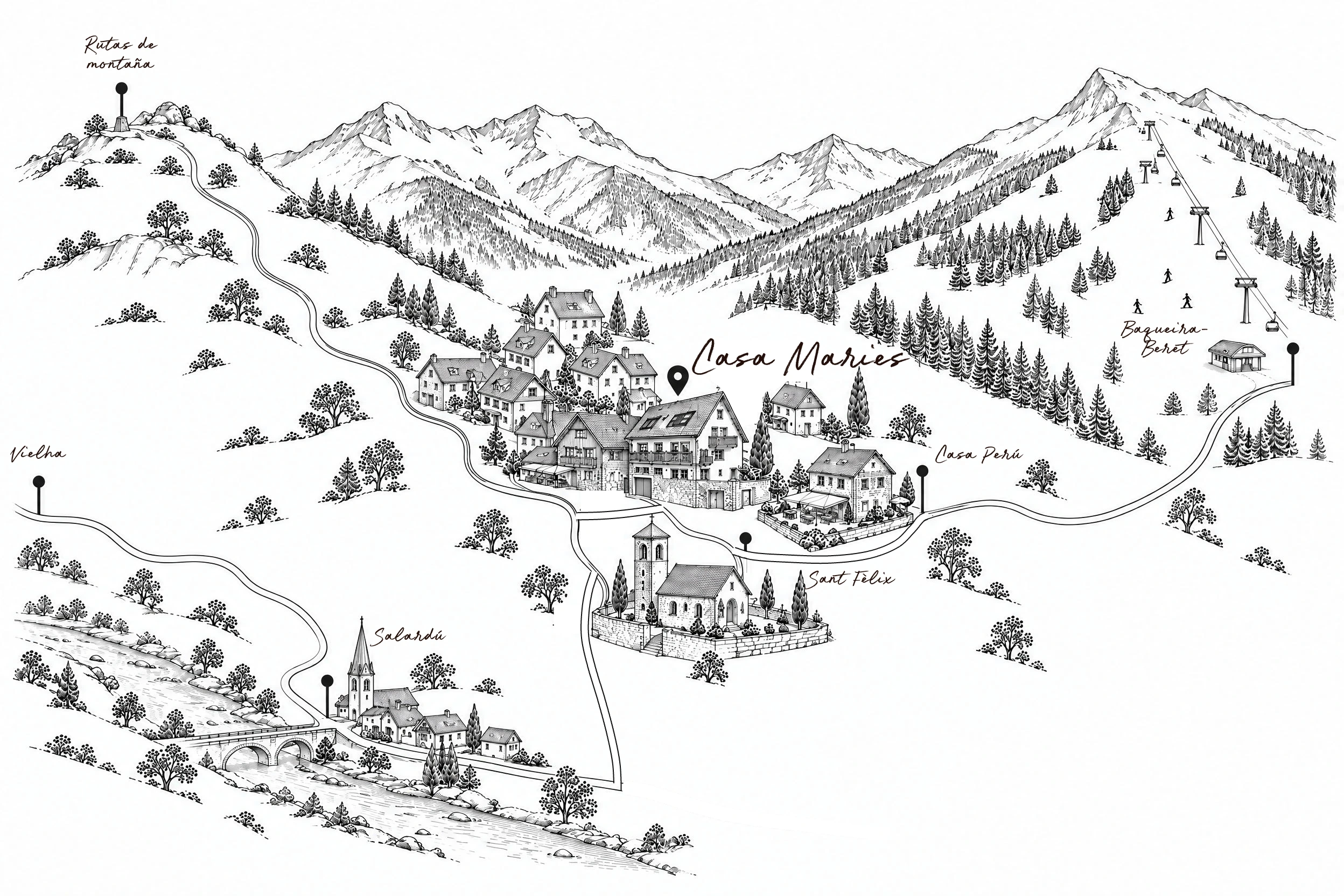 Mapa ilustrado de la ubicación de Casa Maries