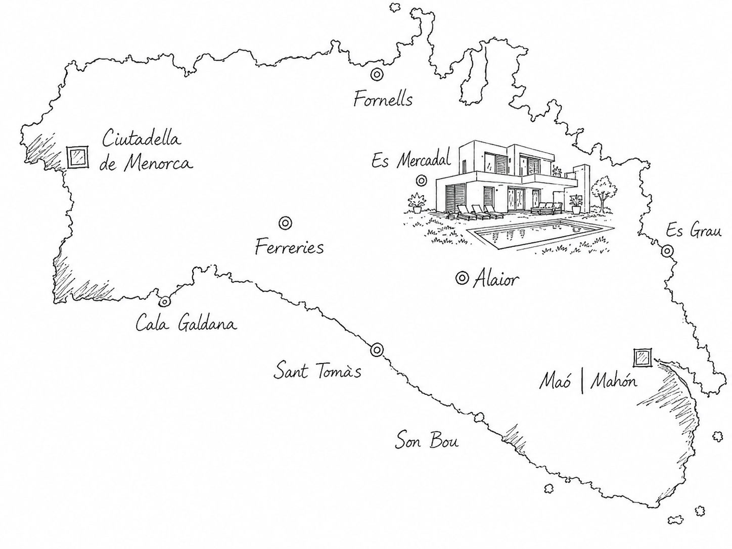Mapa ilustrado de la ubicación de Casa Son Parc